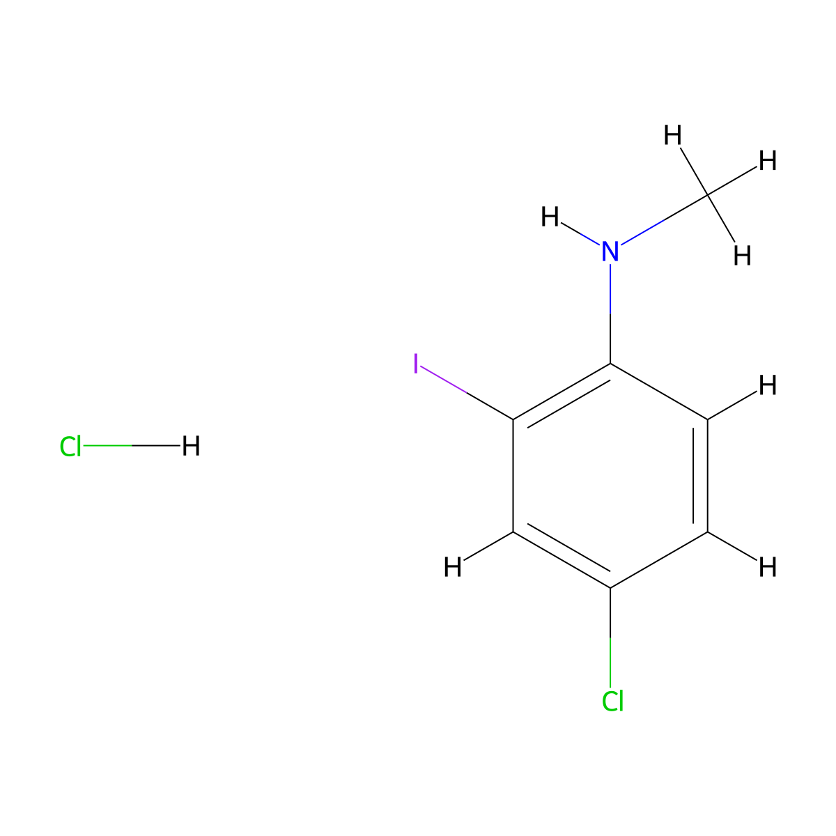 4-chloro-2-iodo-N-methylaniline hydrochloride molecular structure, CAS 2648962-50-7