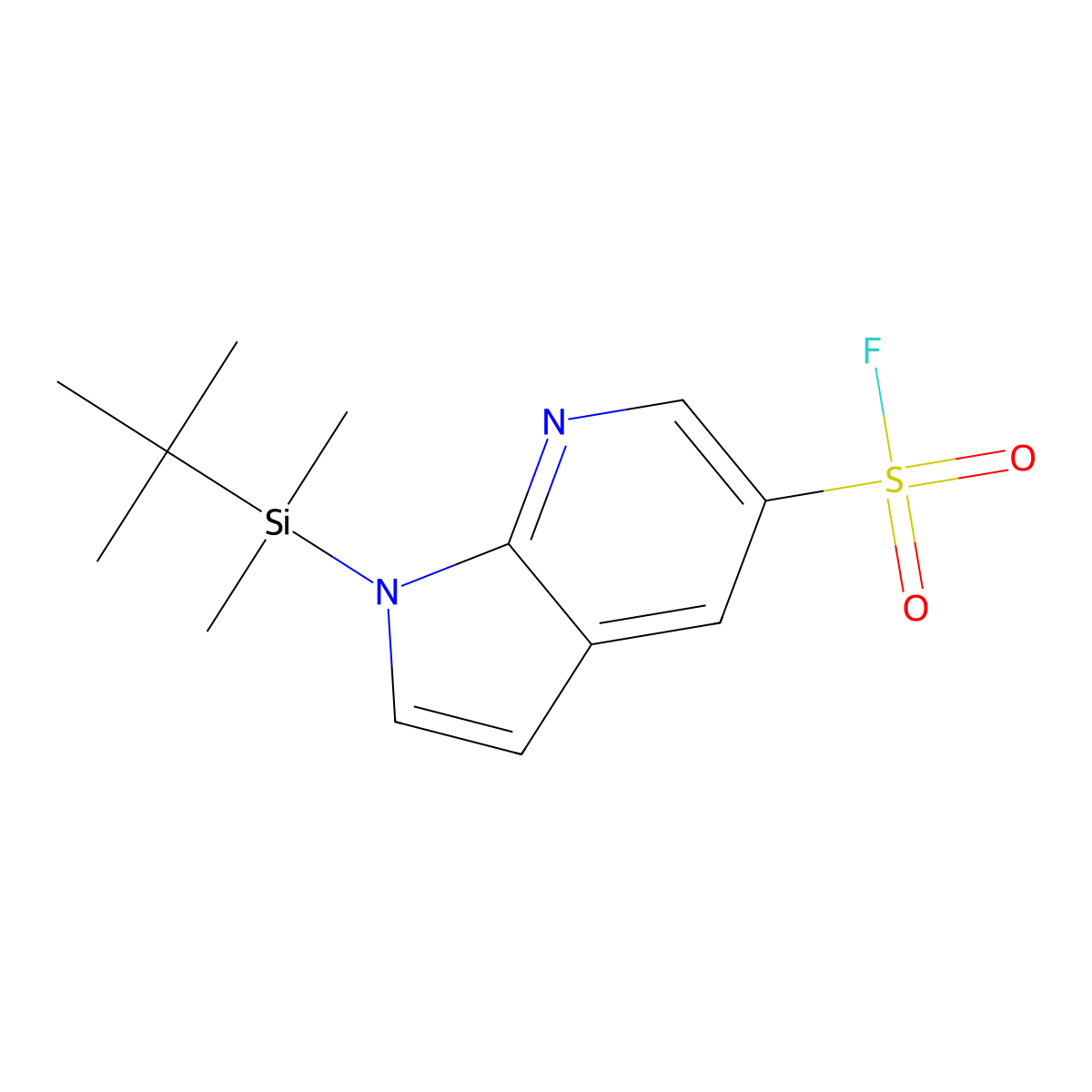 1-(tert-butyldimethylsilyl)-1H-pyrrolo[2,3-b]pyridine-5-sulfonyl fluoride molecular structure, CAS 2648962-54-1