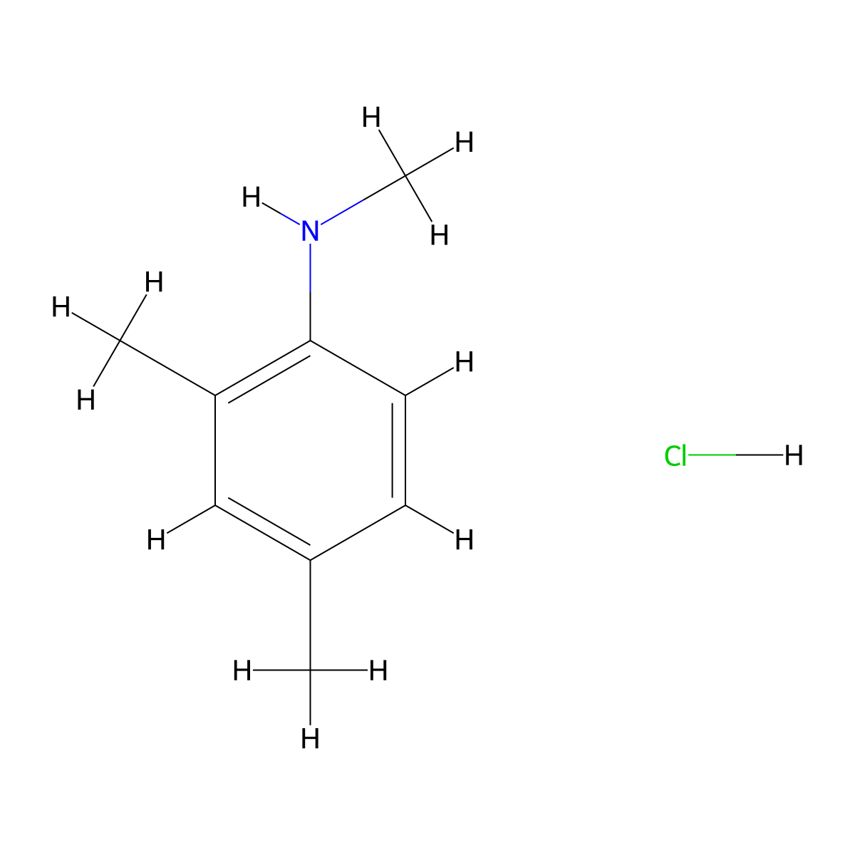 n,2,4-Trimethylaniline hydrochloride molecular structure, CAS 2648962-56-3