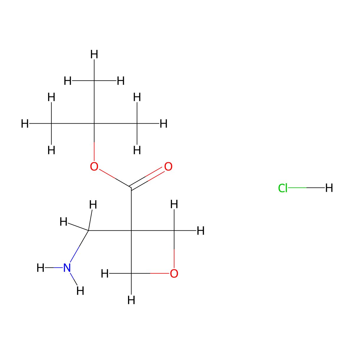 Tert-butyl 3-(aminomethyl)oxetane-3-carboxylate hydrochloride molecular structure, CAS 2648962-62-1