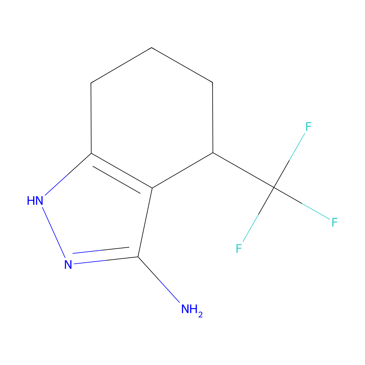 4-(trifluoromethyl)-4,5,6,7-tetrahydro-1H-indazol-3-amine molecular structure, CAS 2648962-86-9