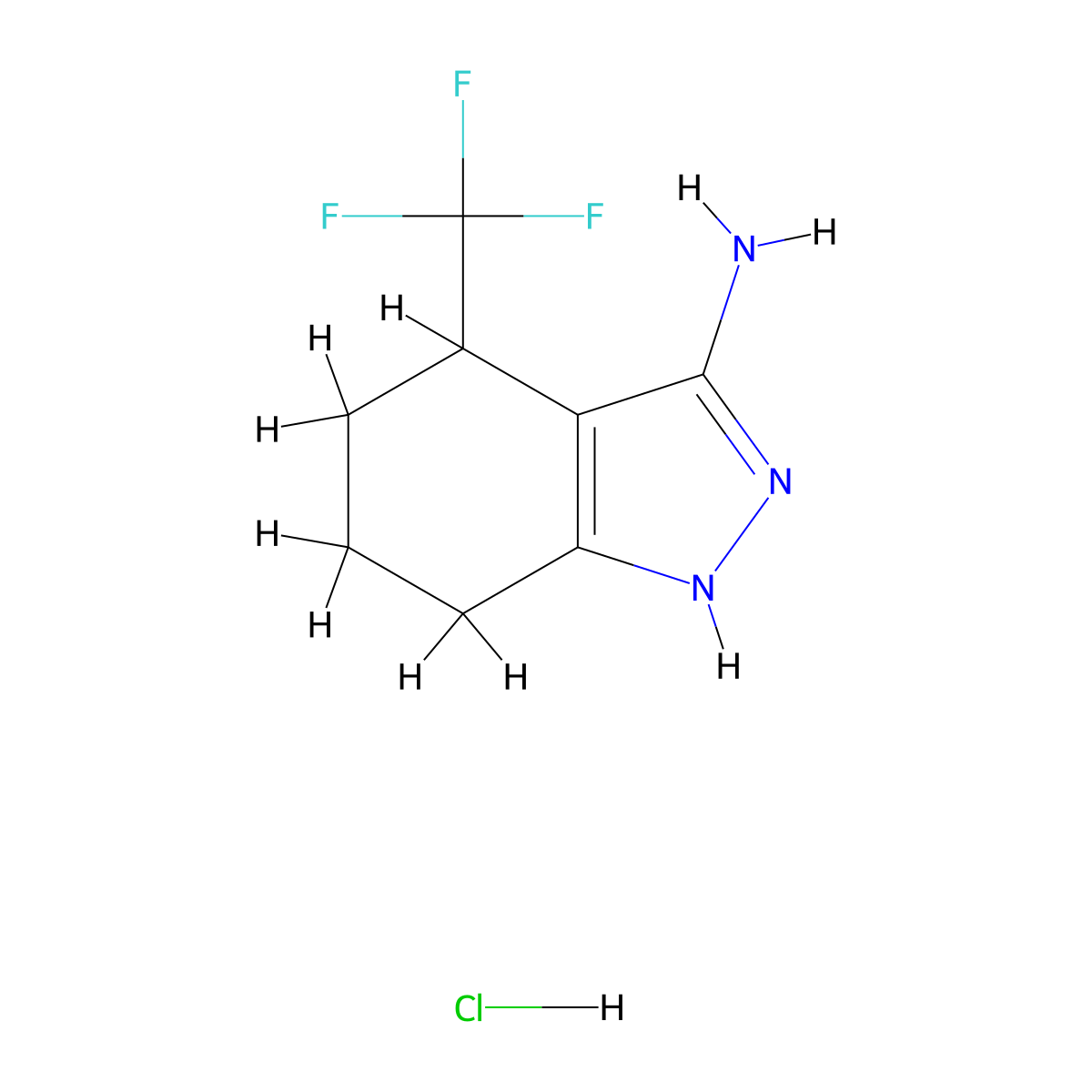 4-(trifluoromethyl)-4,5,6,7-tetrahydro-1H-indazol-3-aminehydrochloride molecular structure, CAS 2648962-87-0