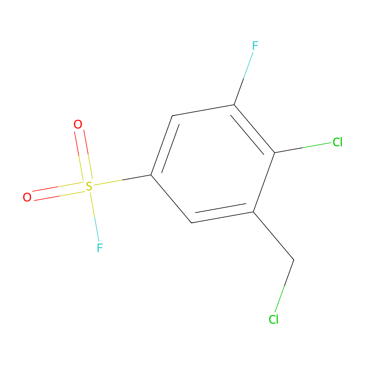 4-Chloro-3-(chloromethyl)-5-fluorobenzene-1-sulfonyl fluoride molecular structure, CAS 2648962-99-4