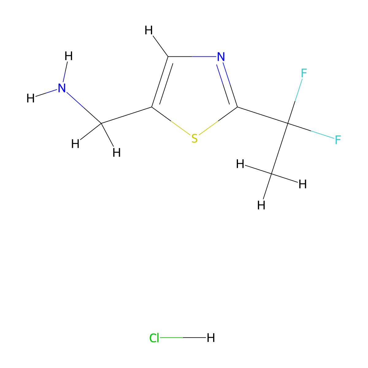 1-[2-(1,1-Difluoroethyl)-1,3-thiazol-5-yl]methanamine hydrochloride molecular structure, CAS 2648963-00-0