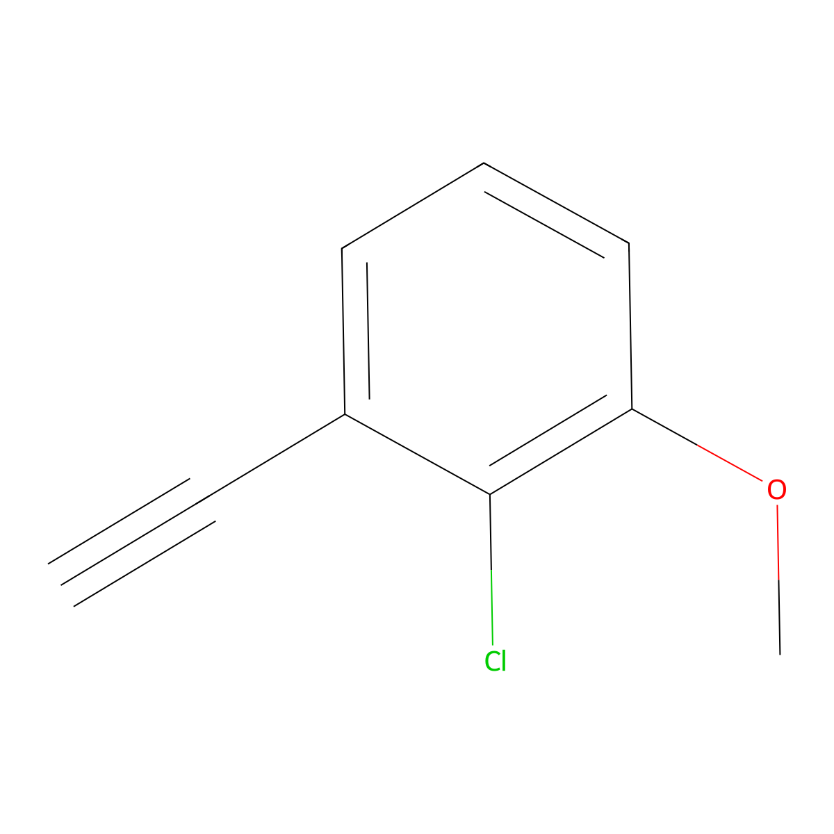 2-Chloro-1-ethynyl-3-methoxybenzene molecular structure, CAS 2648963-01-1