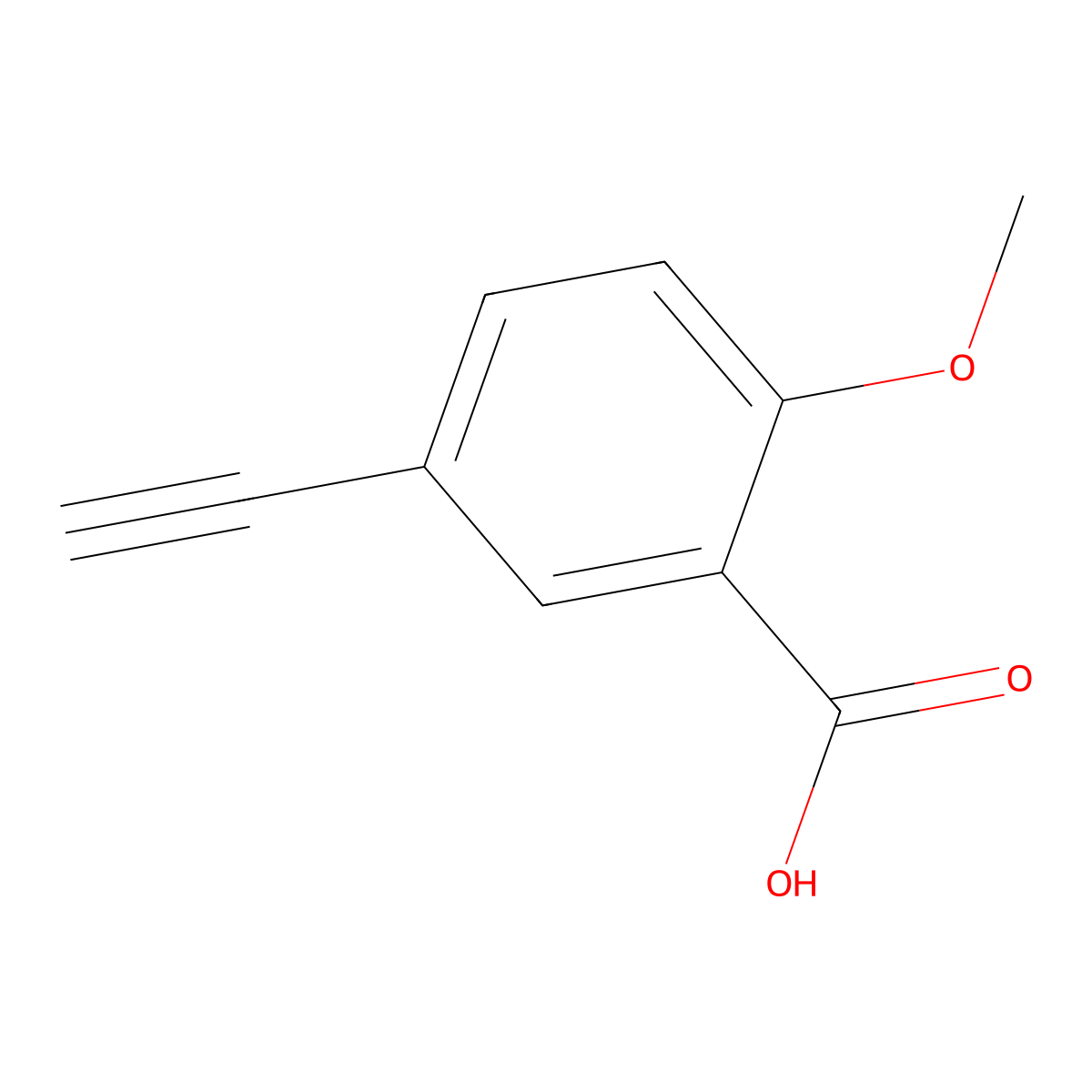 5-Ethynyl-2-methoxybenzoic acid molecular structure, CAS 2648965-66-4
