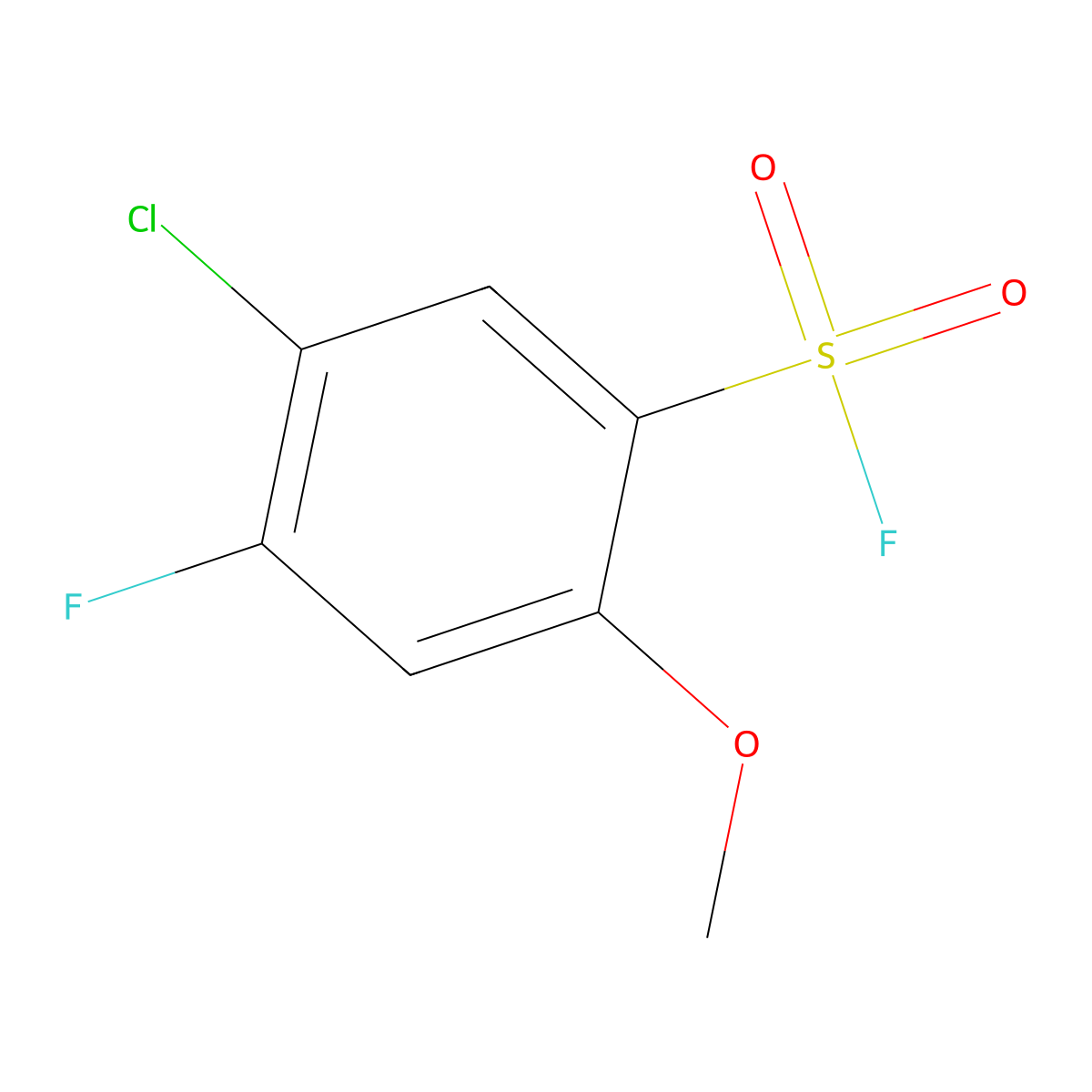 5-Chloro-4-fluoro-2-methoxybenzene-1-sulfonyl fluoride molecular structure, CAS 2648965-74-4