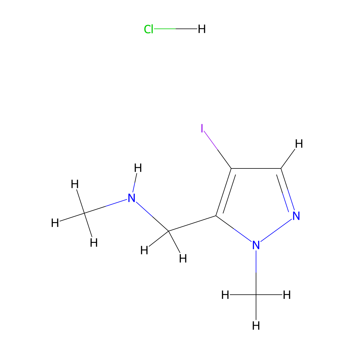 [(4-iodo-1-methyl-1H-pyrazol-5-yl)methyl](methyl)amine hydrochloride molecular structure, CAS 2648965-78-8