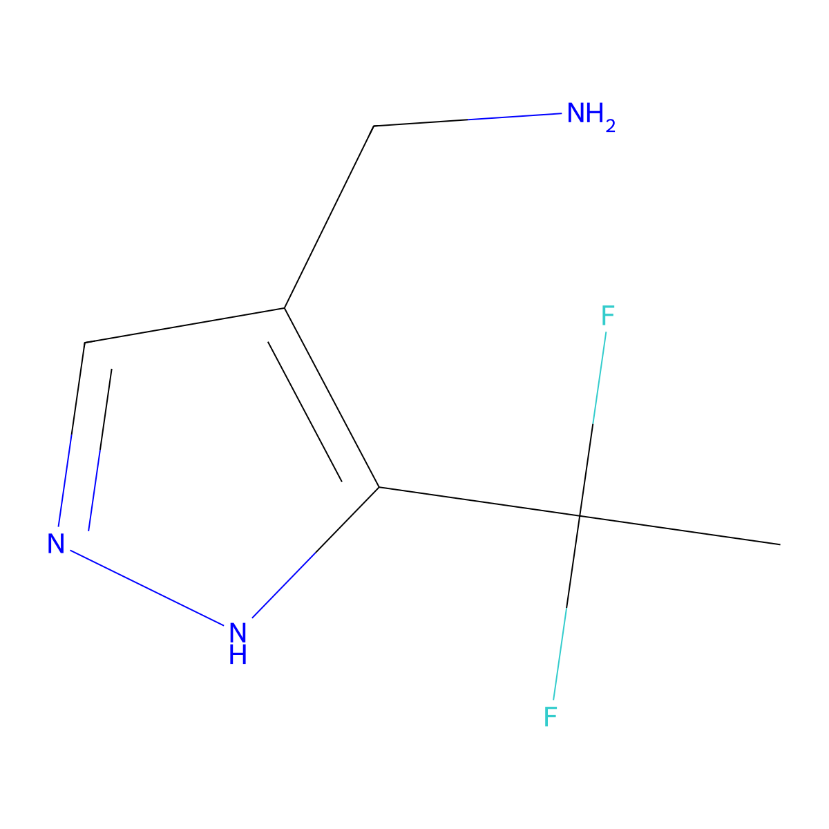 1-[5-(1,1-difluoroethyl)-1H-pyrazol-4-yl]methanamine molecular structure, CAS 2648965-80-2