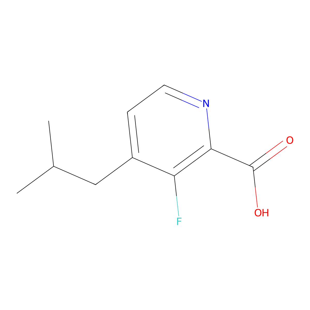 3-Fluoro-4-(2-methylpropyl)pyridine-2-carboxylic acid molecular structure, CAS 2648966-10-1