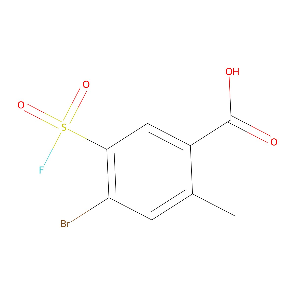 4-Bromo-5-(fluorosulfonyl)-2-methylbenzoic acid molecular structure, CAS 2648966-20-3