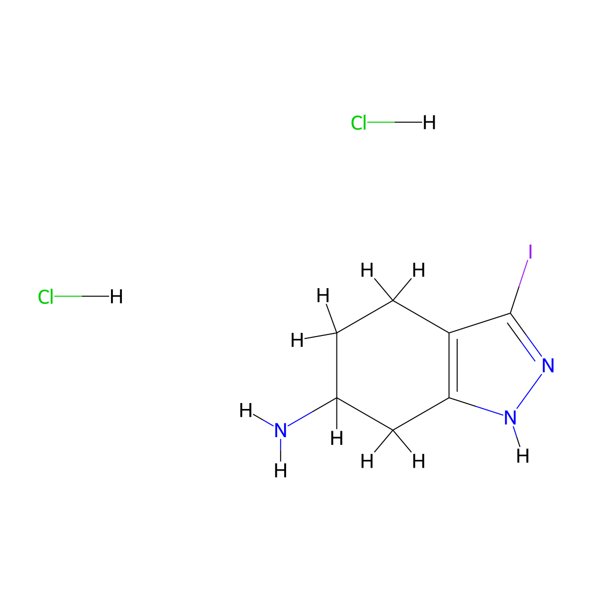 3-iodo-4,5,6,7-tetrahydro-1H-indazol-6-amine dihydrochloride molecular structure, CAS 2648966-21-4
