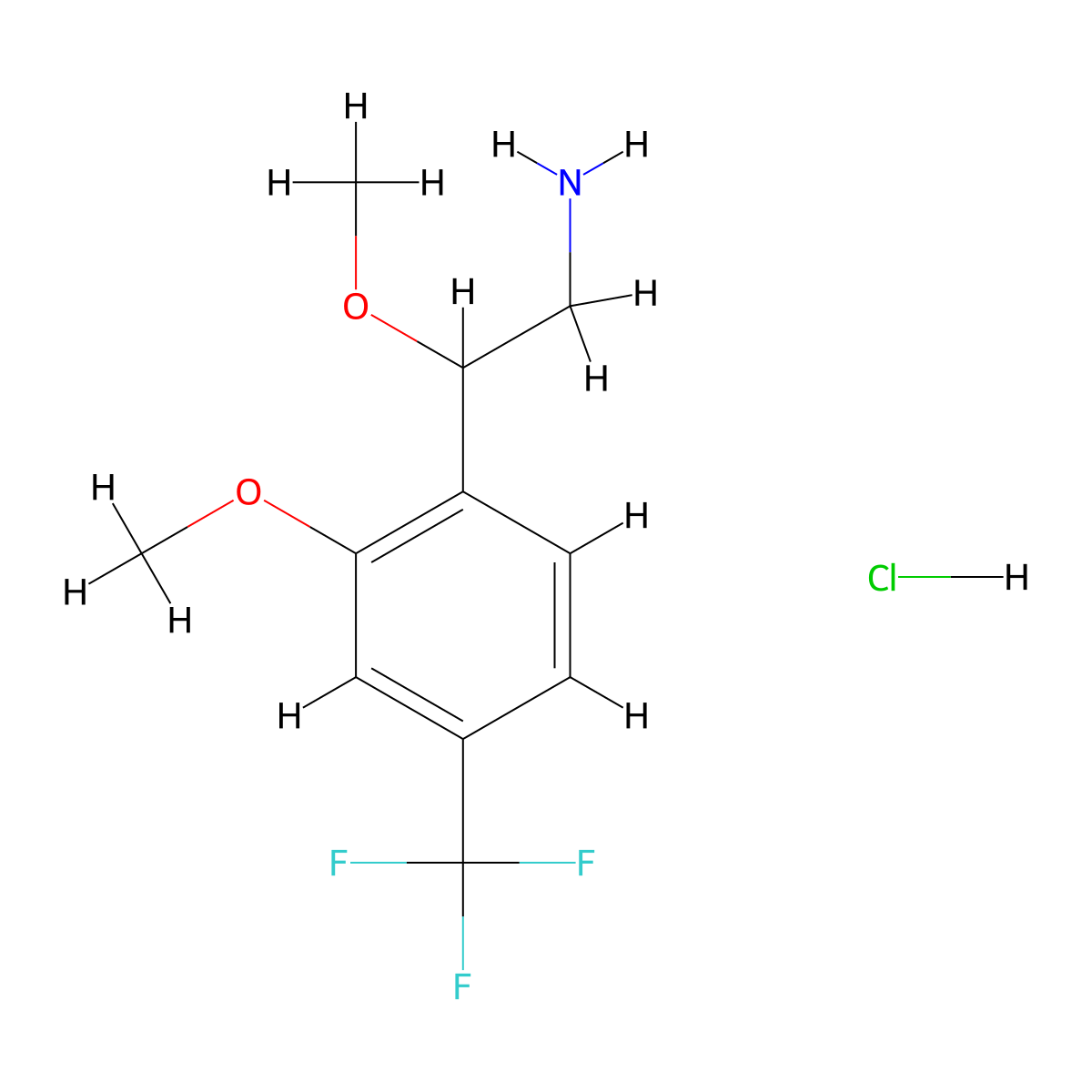 2-Methoxy-2-[2-methoxy-4-(trifluoromethyl)phenyl]ethan-1-amine hydrochloride molecular structure, CAS 2648966-24-7