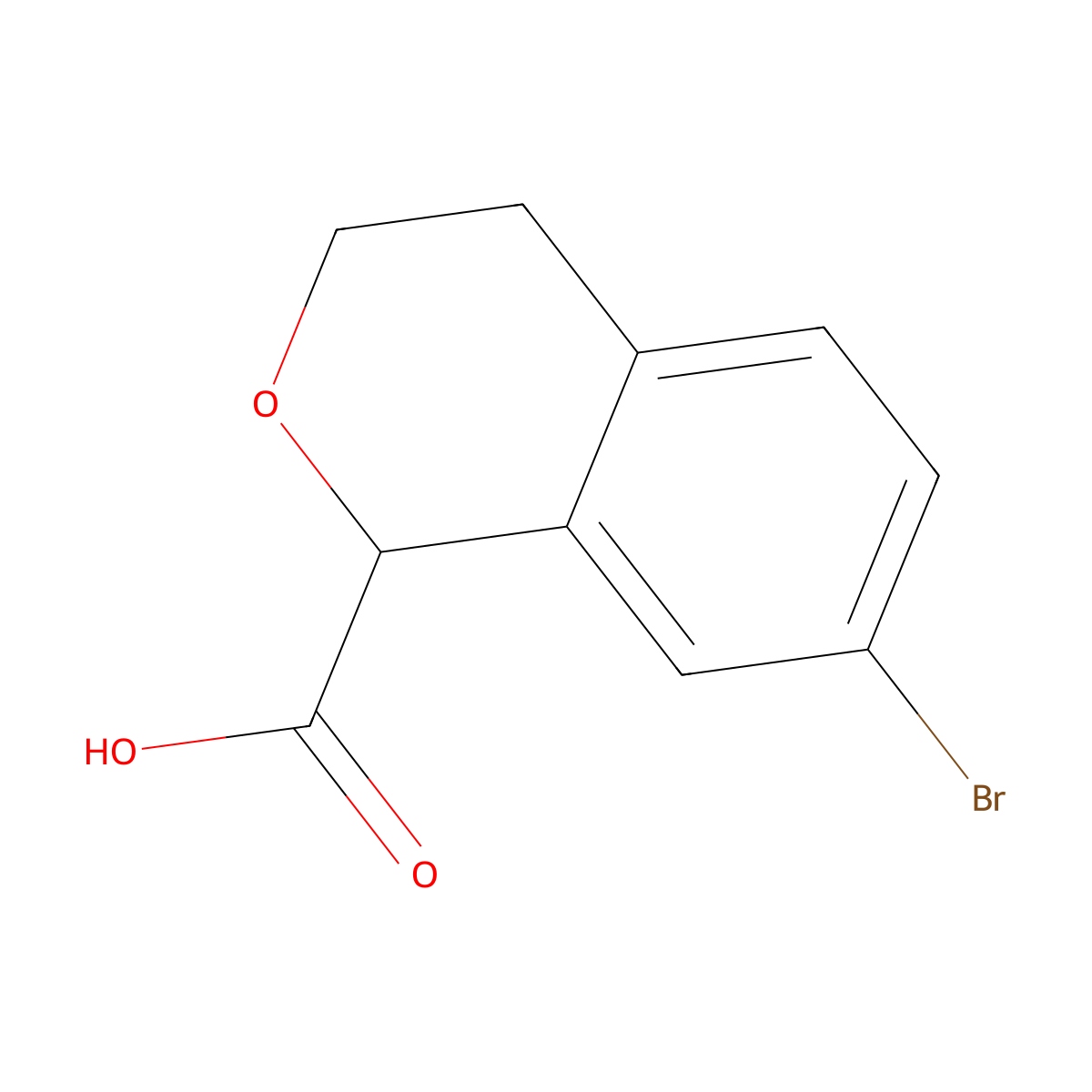 7-Bromo-3,4-dihydro-1H-2-benzopyran-1-carboxylic acid molecular structure, CAS 2648966-36-1