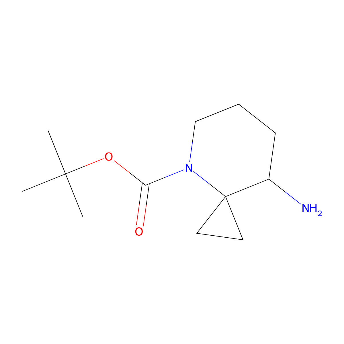 Tert-butyl 8-amino-4-azaspiro(2.5)octane-4-carboxylate molecular structure, CAS 2648966-41-8