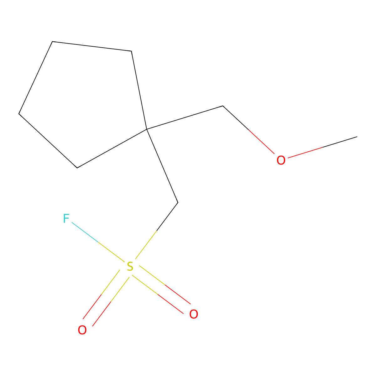 [1-(Methoxymethyl)cyclopentyl]methanesulfonyl fluoride molecular structure, CAS 2648966-43-0
