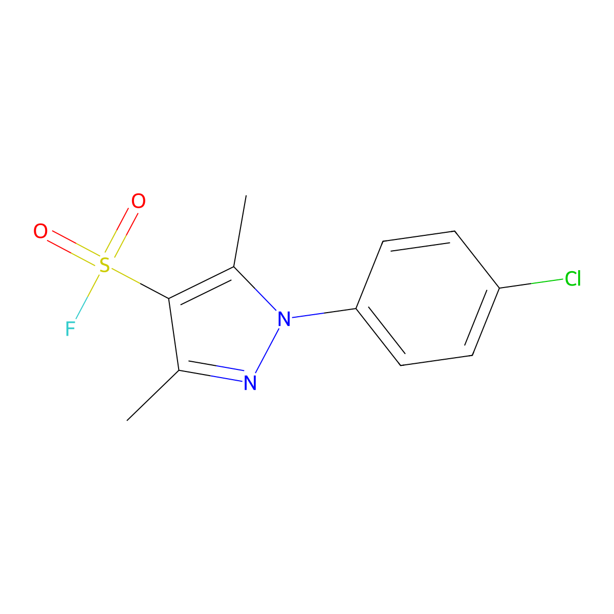 1-(4-chlorophenyl)-3,5-dimethyl-1H-pyrazole-4-sulfonyl fluoride molecular structure, CAS 2648966-46-3