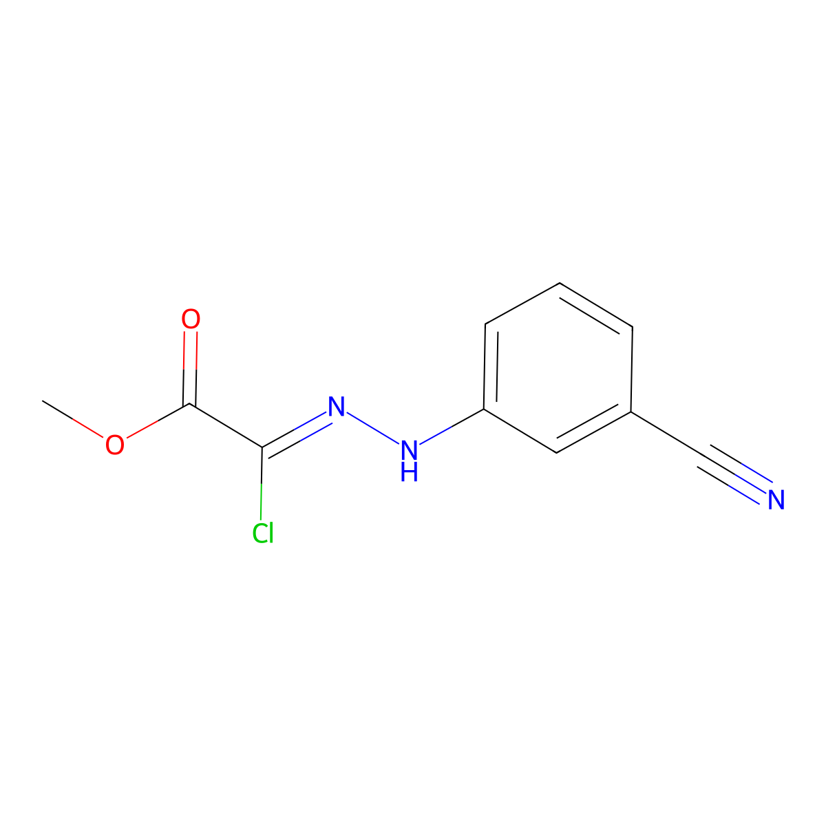 methyl(2Z)-2-chloro-2-[2-(3-cyanophenyl)hydrazin-1-ylidene]acetate molecular structure, CAS 2648972-84-1