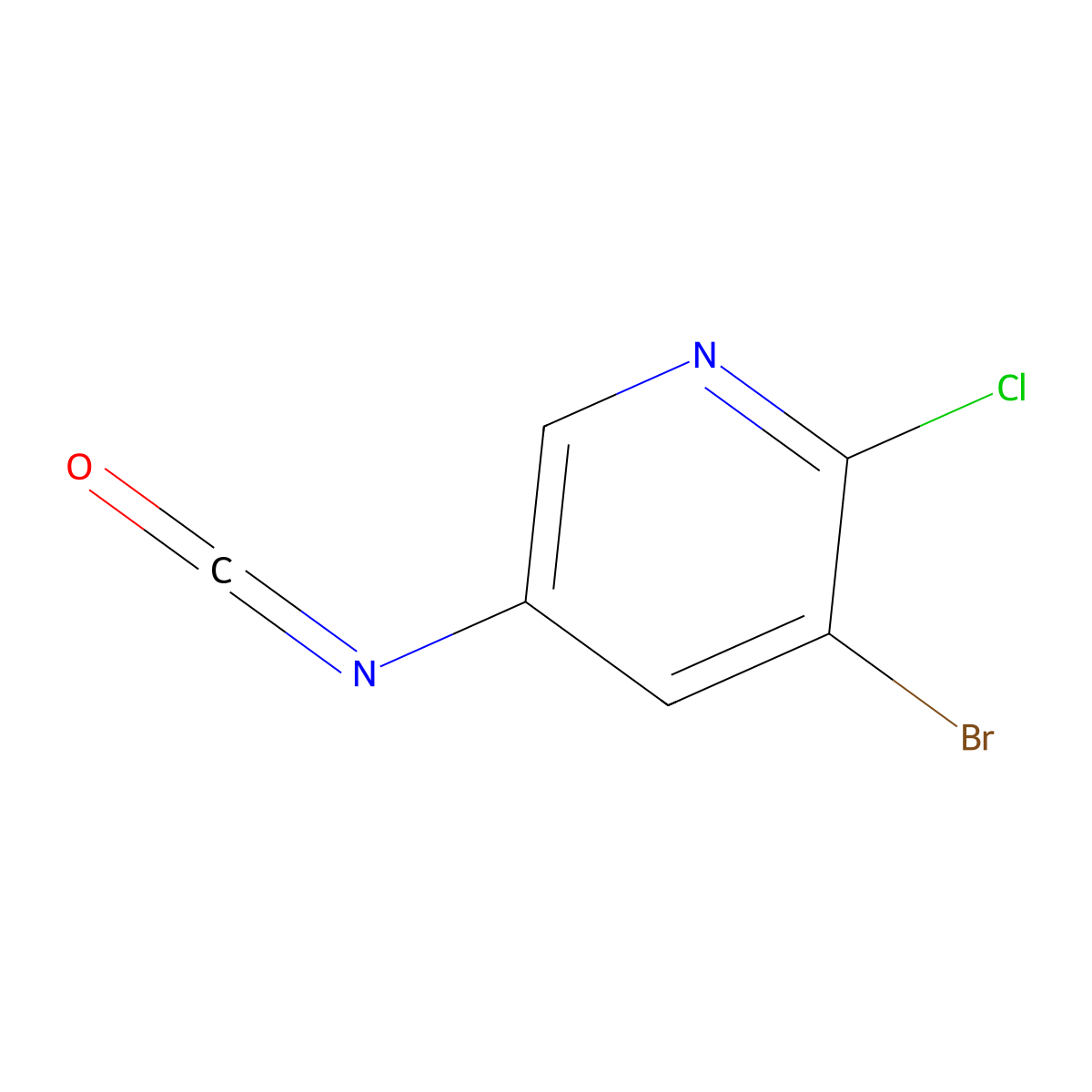 3-Bromo-2-chloro-5-isocyanatopyridine molecular structure, CAS 2648981-92-2