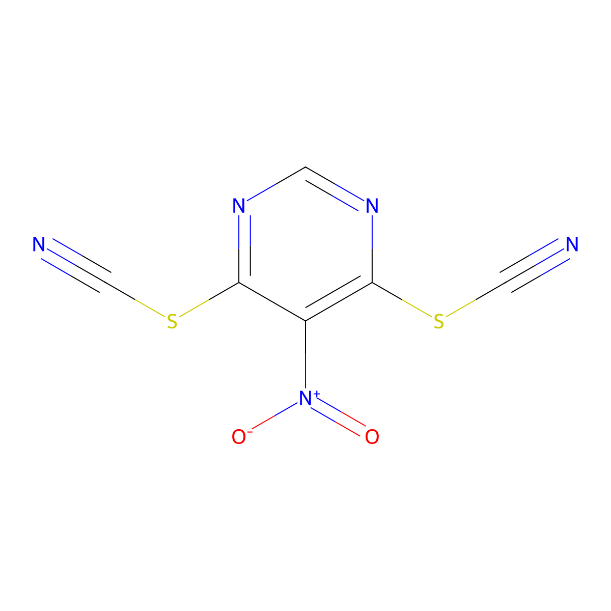 5-Nitro-4,6-dithiocyanatopyrimidine molecular structure, CAS 2648990-21-8