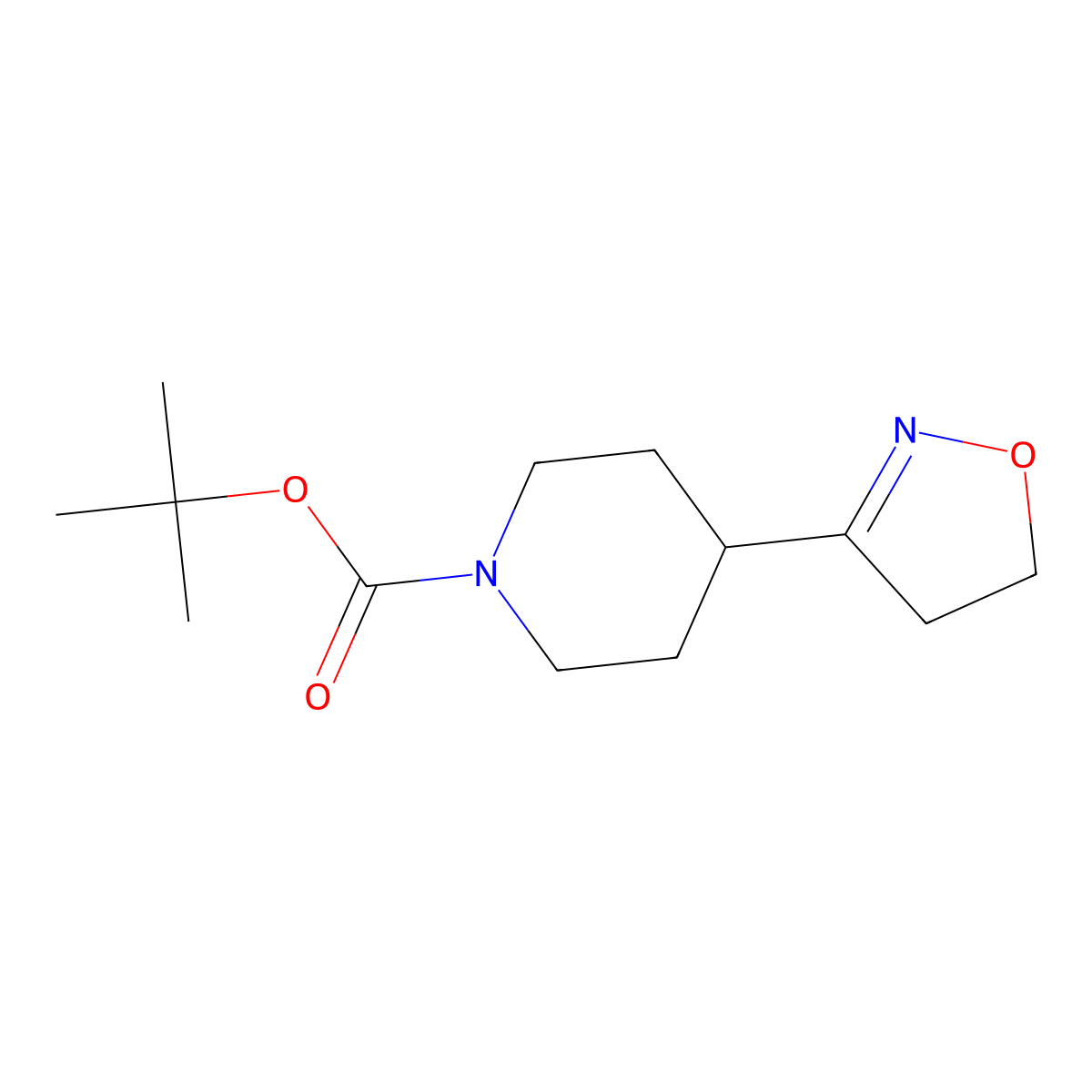 Tert-butyl4-(4,5-dihydro-1,2-oxazol-3-yl)piperidine-1-carboxylate molecular structure, CAS 2648994-21-0