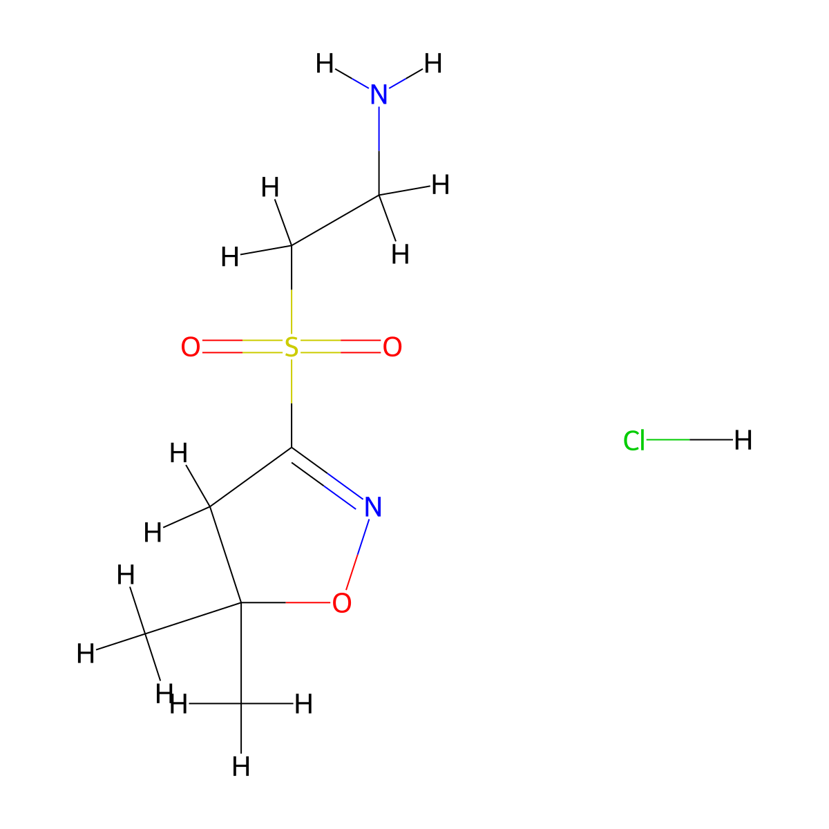 2-[(5,5-Dimethyl-4,5-dihydro-1,2-oxazol-3-yl)sulfonyl]ethan-1-amine hydrochloride molecular structure, CAS 2648994-25-4