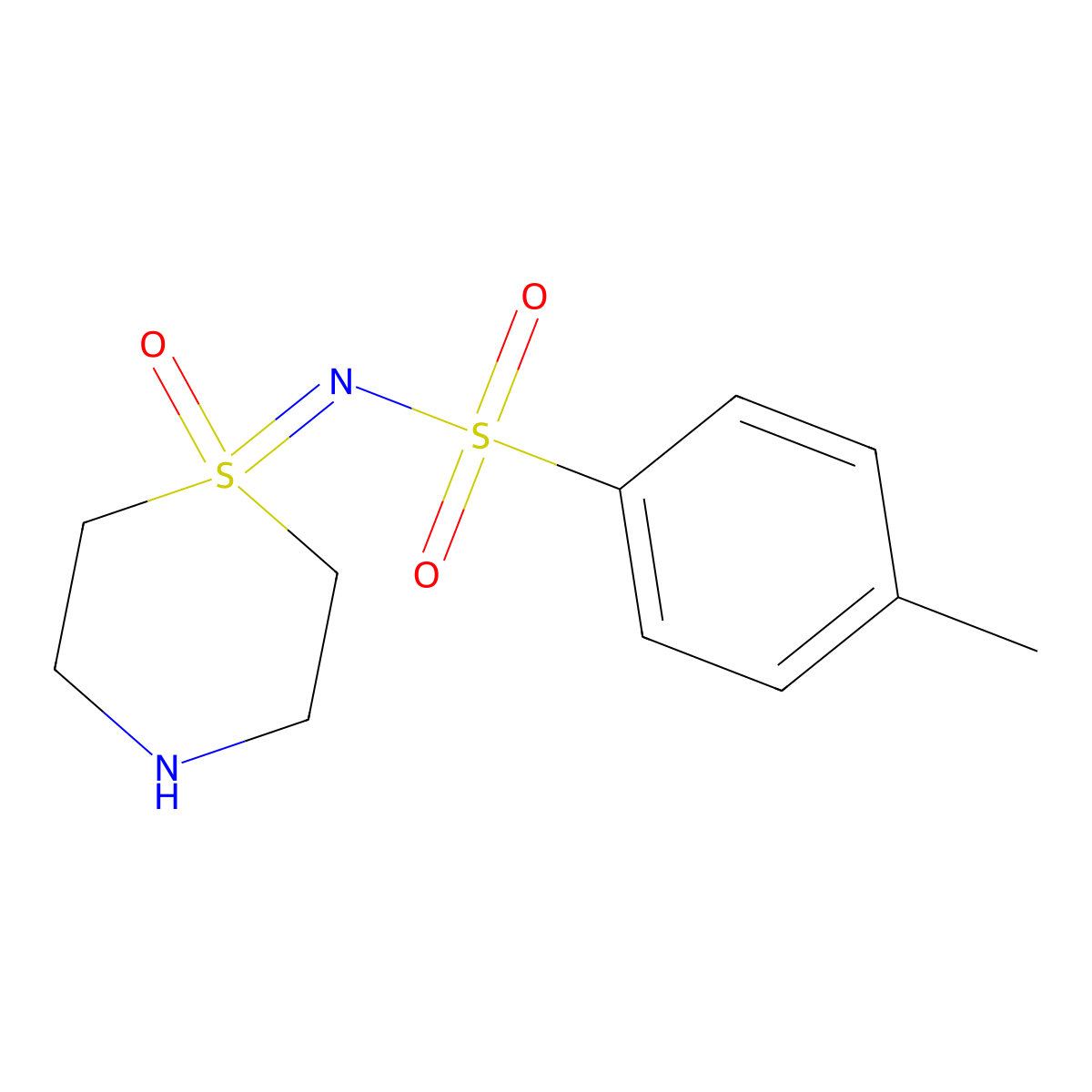 4-methyl-N-(1-oxo-1lambda6-thiomorpholin-1-ylidene)benzene-1-sulfonamide molecular structure, CAS 2648994-36-7