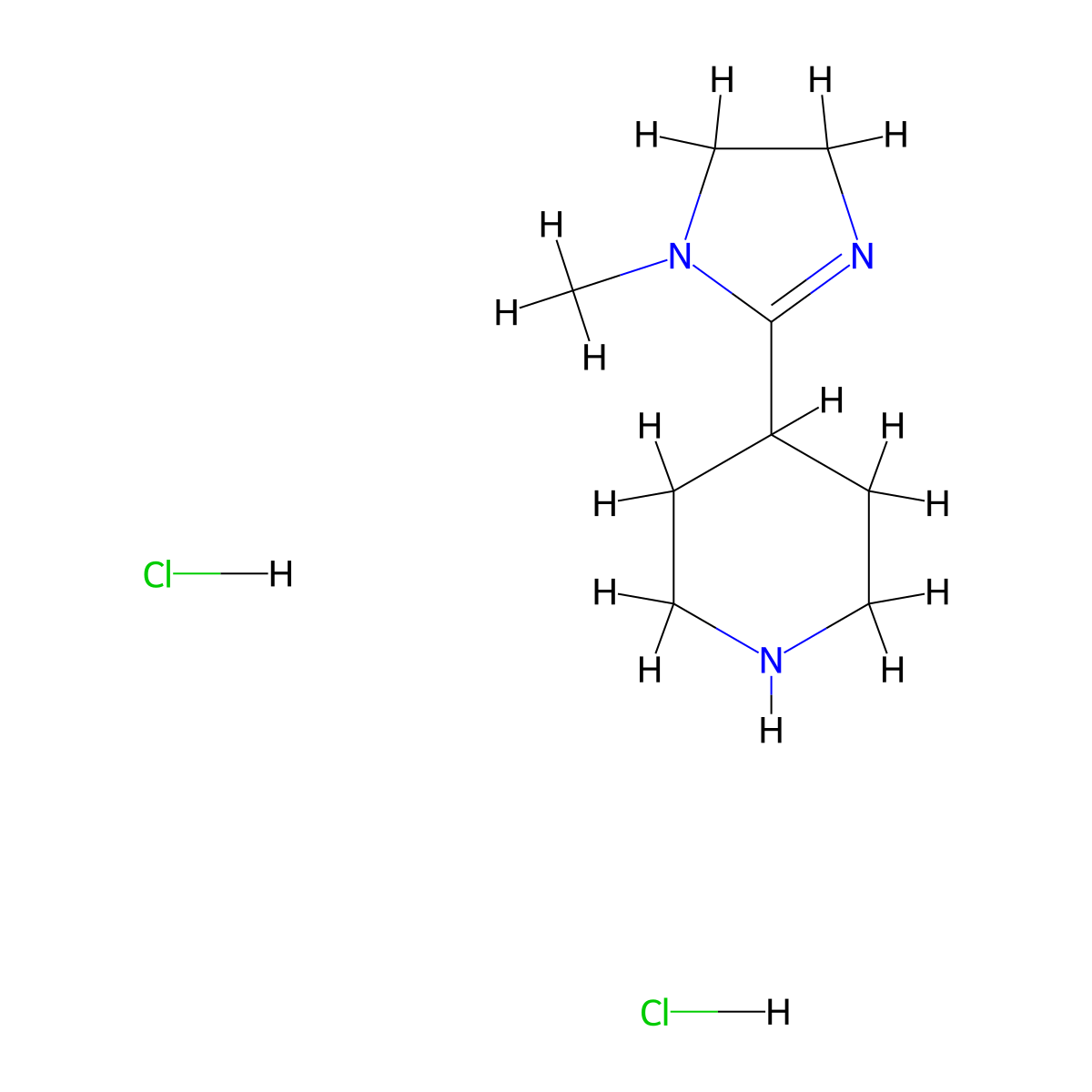 4-(1-methyl-4,5-dihydro-1H-imidazol-2-yl)piperidine dihydrochloride molecular structure, CAS 2648994-74-3