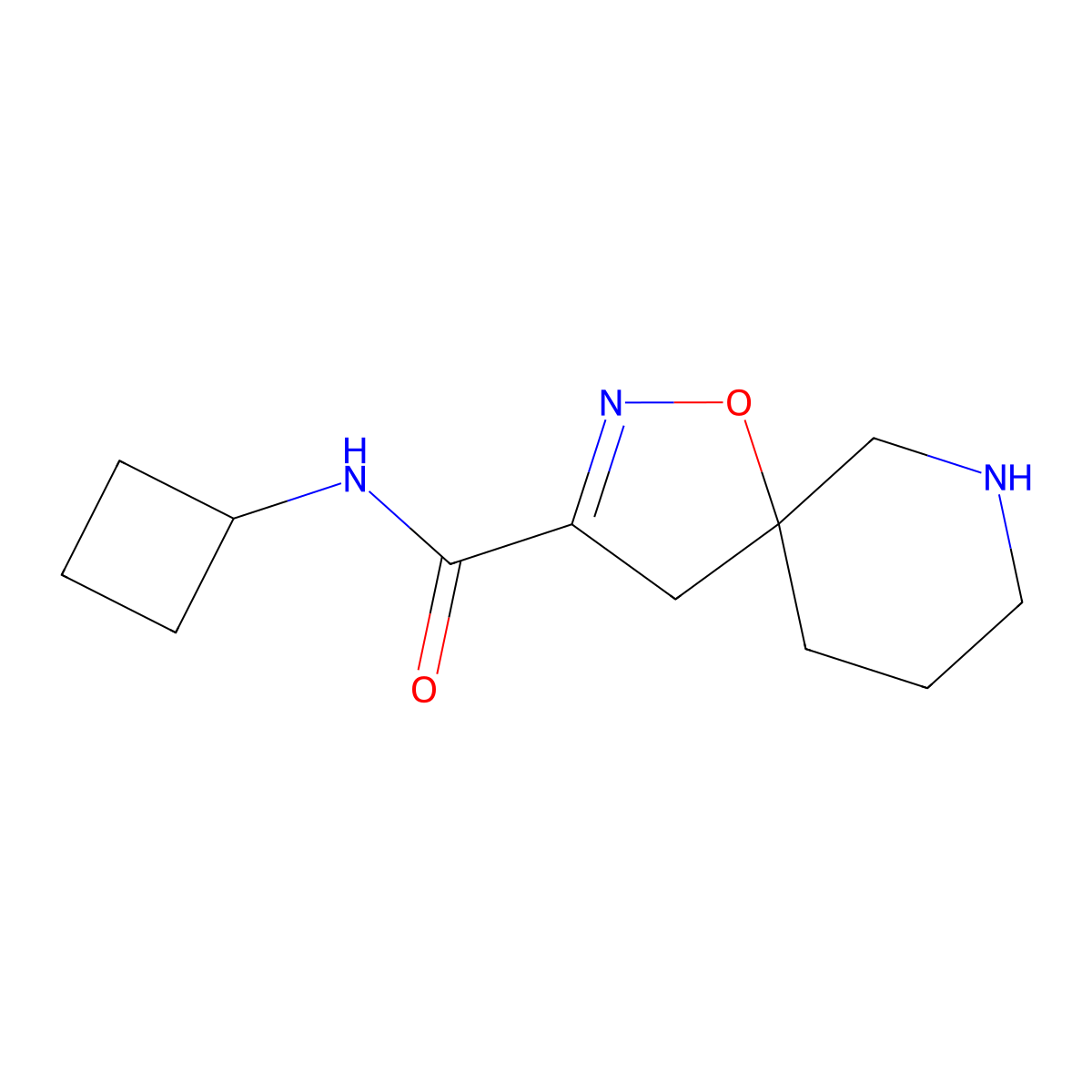 N-cyclobutyl-1-oxa-2,7-diazaspiro[4.5]dec-2-ene-3-carboxamide molecular structure, CAS 2648996-47-6