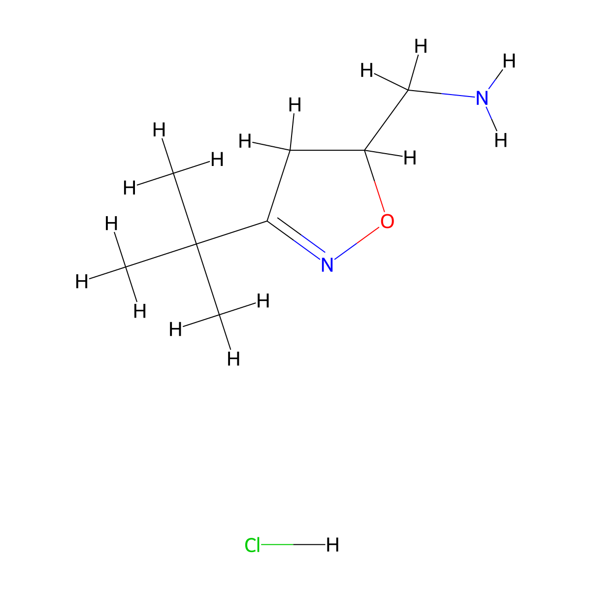 (3-Tert-butyl-4,5-dihydro-1,2-oxazol-5-yl)methanamine hydrochloride molecular structure, CAS 2648996-73-8