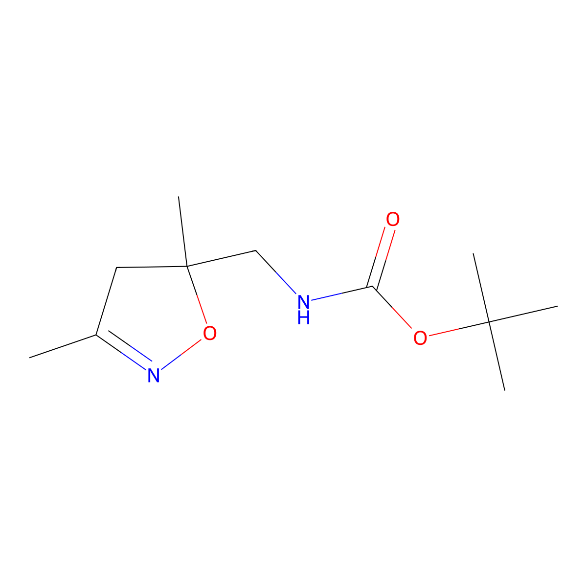 tert-butylN-[(3,5-dimethyl-4,5-dihydro-1,2-oxazol-5-yl)methyl]carbamate molecular structure, CAS 2648998-92-7