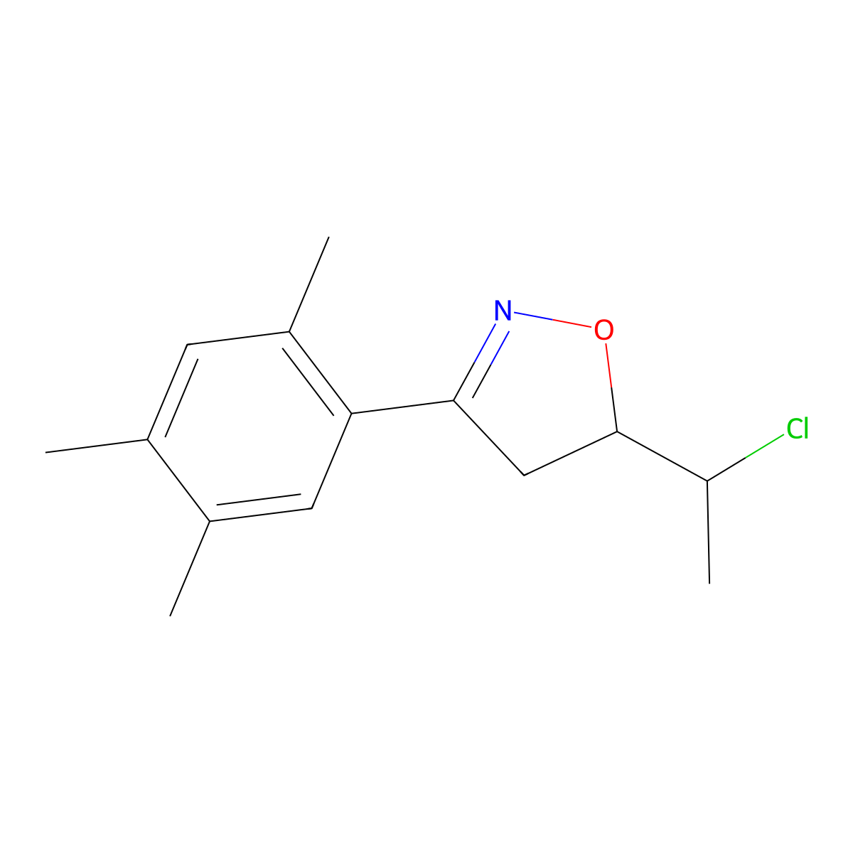 5-(1-Chloroethyl)-3-(2,4,5-trimethylphenyl)-4,5-dihydro-1,2-oxazole molecular structure, CAS 2648999-16-8