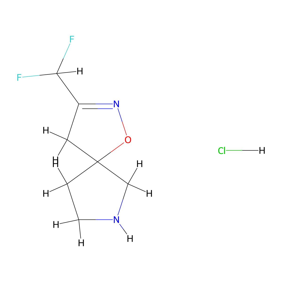3-(Difluoromethyl)-1-oxa-2,7-diazaspiro(4.4)non-2-ene hydrochloride molecular structure, CAS 2649002-66-2