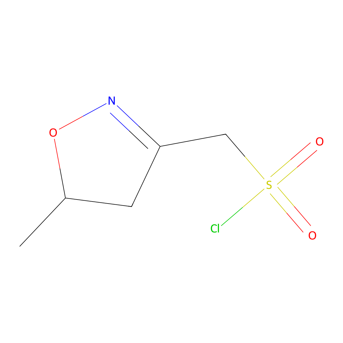(5-Methyl-4,5-dihydro-1,2-oxazol-3-yl)methanesulfonyl chloride molecular structure, CAS 2649003-89-2
