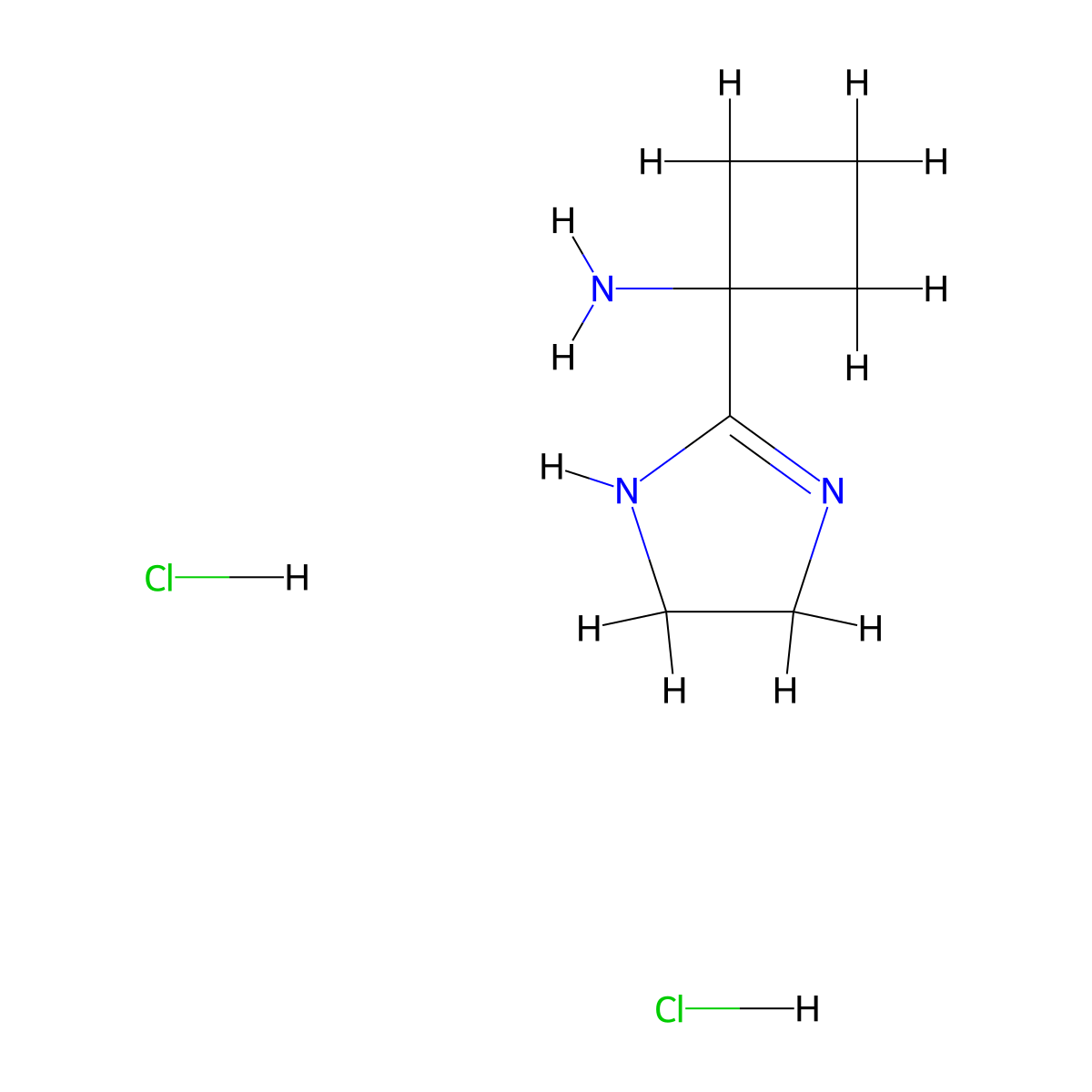 1-(4,5-dihydro-1H-imidazol-2-yl)cyclobutan-1-amine dihydrochloride molecular structure, CAS 2649011-12-9