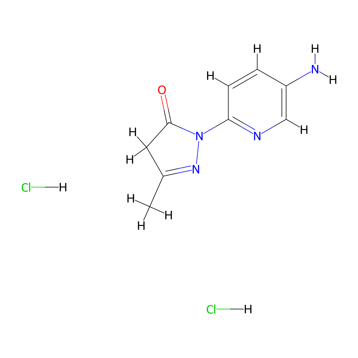 1-(5-aminopyridin-2-yl)-3-methyl-4,5-dihydro-1H-pyrazol-5-onedihydrochloride molecular structure, CAS 2649014-49-1