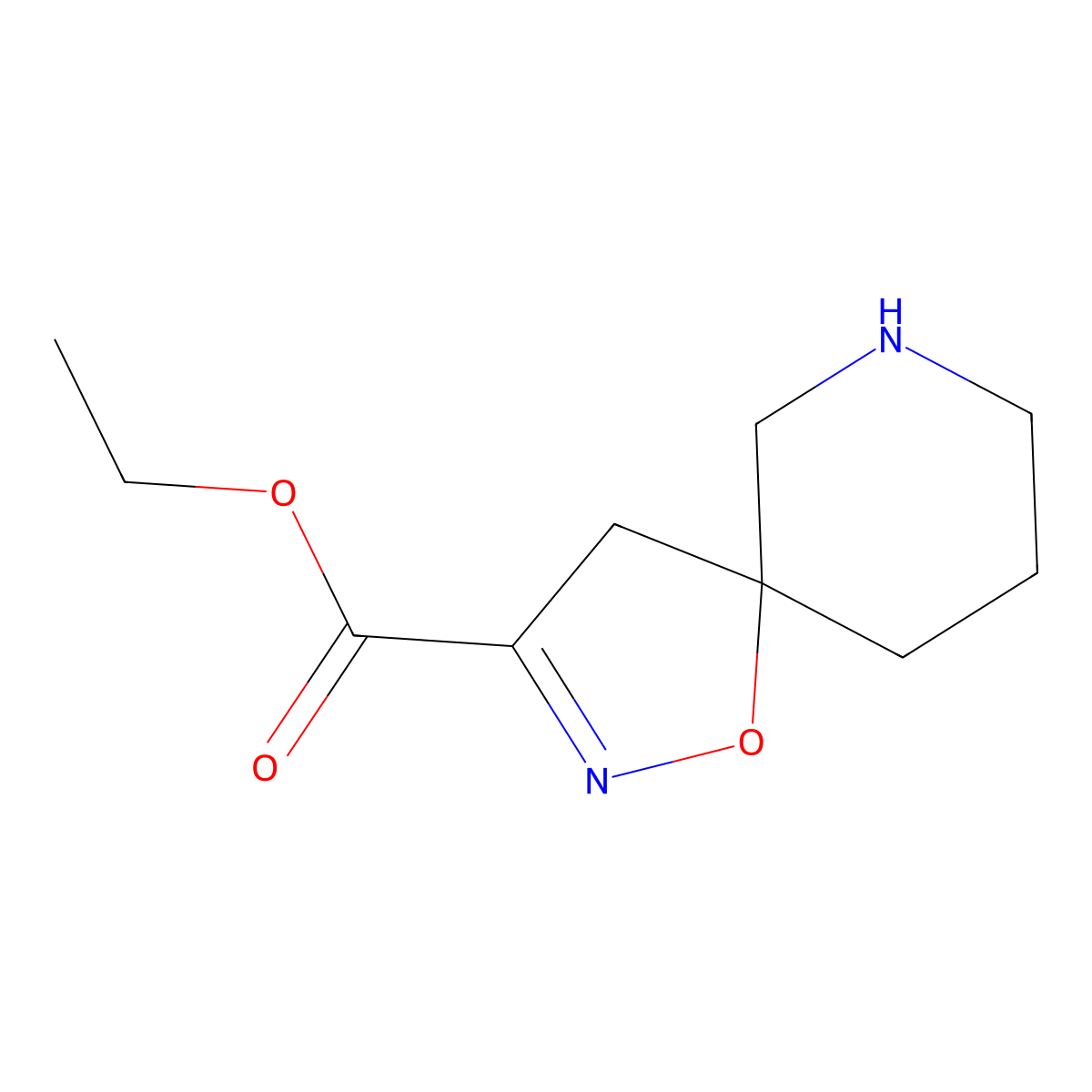 Ethyl 1-oxa-2,7-diazaspiro[4.5]dec-2-ene-3-carboxylate molecular structure, CAS 2649017-01-4