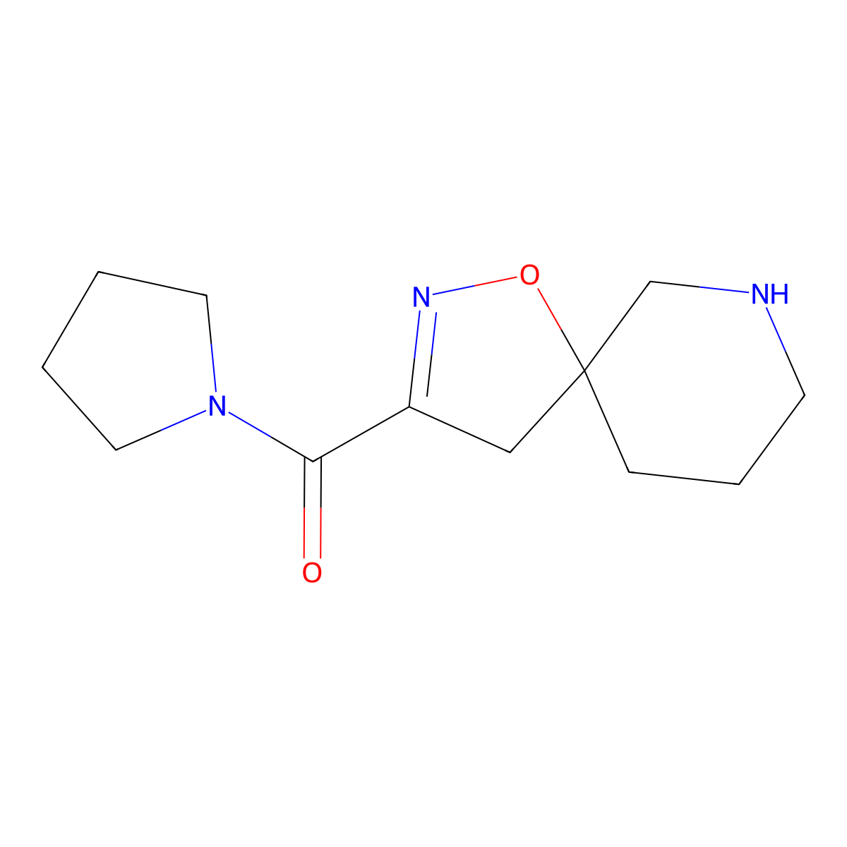 3-(Pyrrolidine-1-carbonyl)-1-oxa-2,7-diazaspiro[4.5]dec-2-ene molecular structure, CAS 2649017-05-8