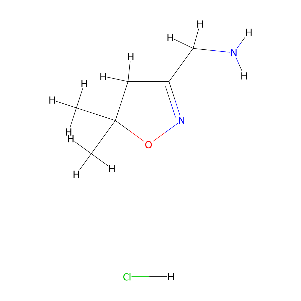 (5,5-Dimethyl-4,5-dihydro-1,2-oxazol-3-yl)methanamine hydrochloride molecular structure, CAS 2649017-07-0
