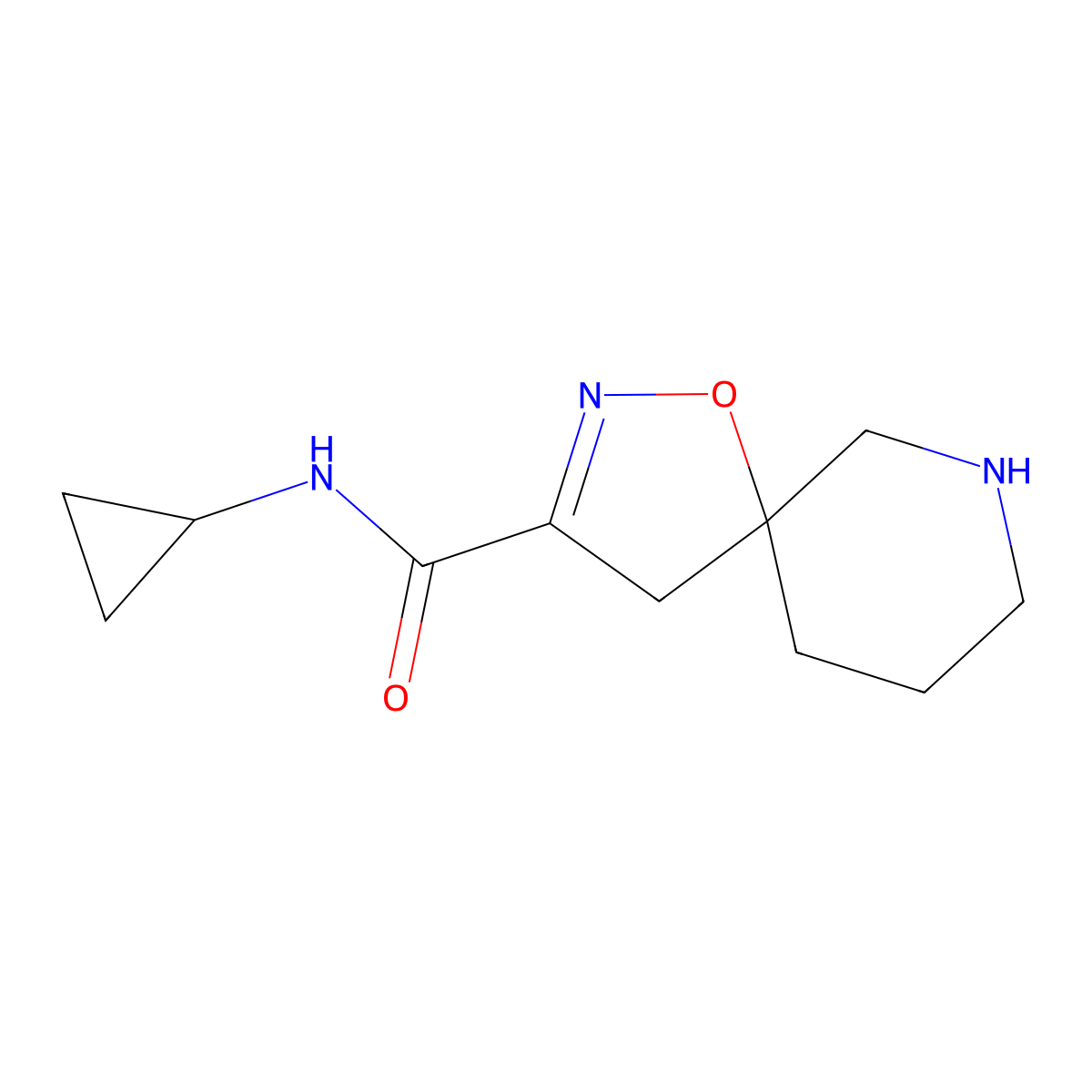 N-cyclopropyl-1-oxa-2,7-diazaspiro[4.5]dec-2-ene-3-carboxamide molecular structure, CAS 2649017-42-3