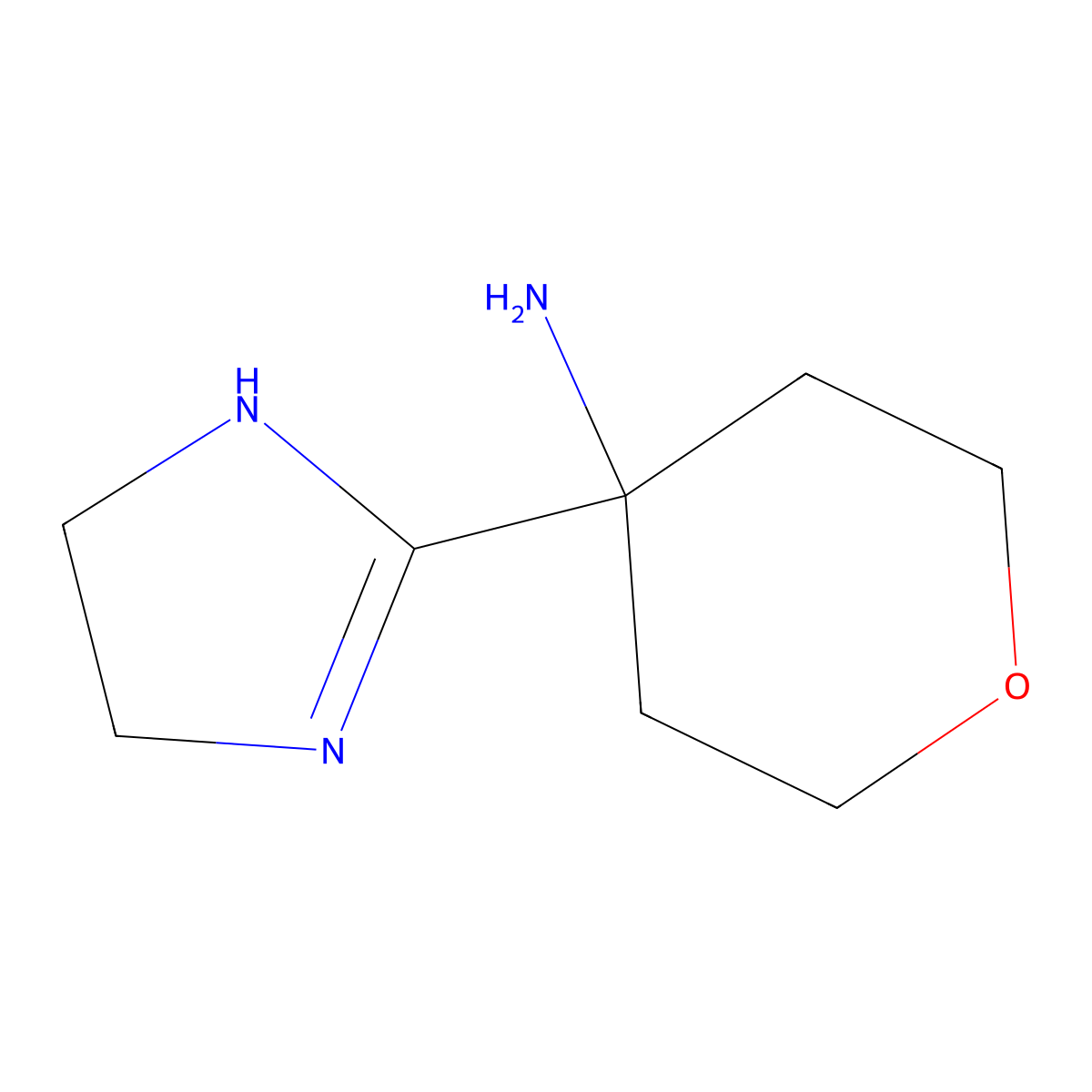 4-(4,5-dihydro-1H-imidazol-2-yl)oxan-4-amine molecular structure, CAS 2649022-63-7
