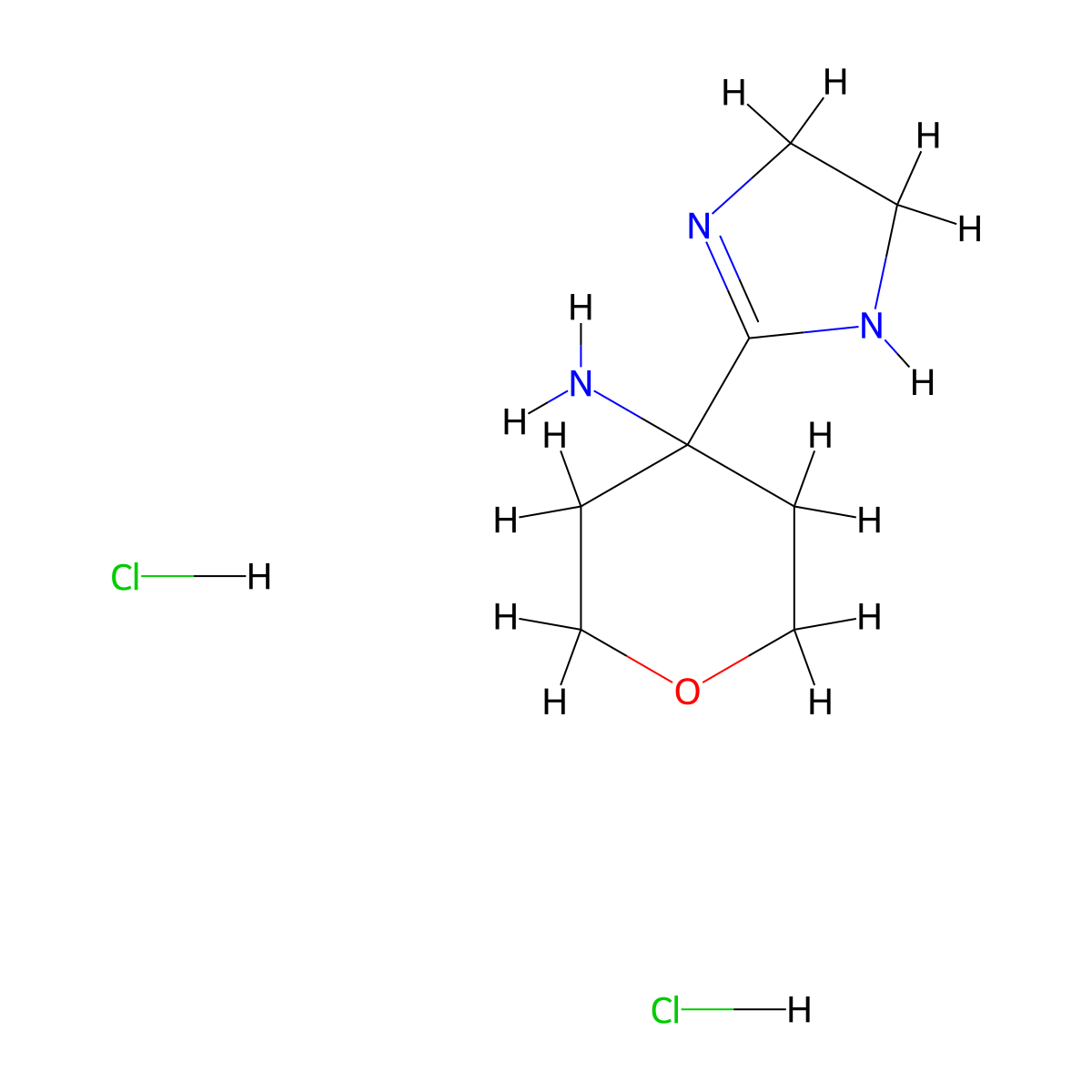 4-(4,5-dihydro-1H-imidazol-2-yl)oxan-4-amine dihydrochloride molecular structure, CAS 2649022-64-8