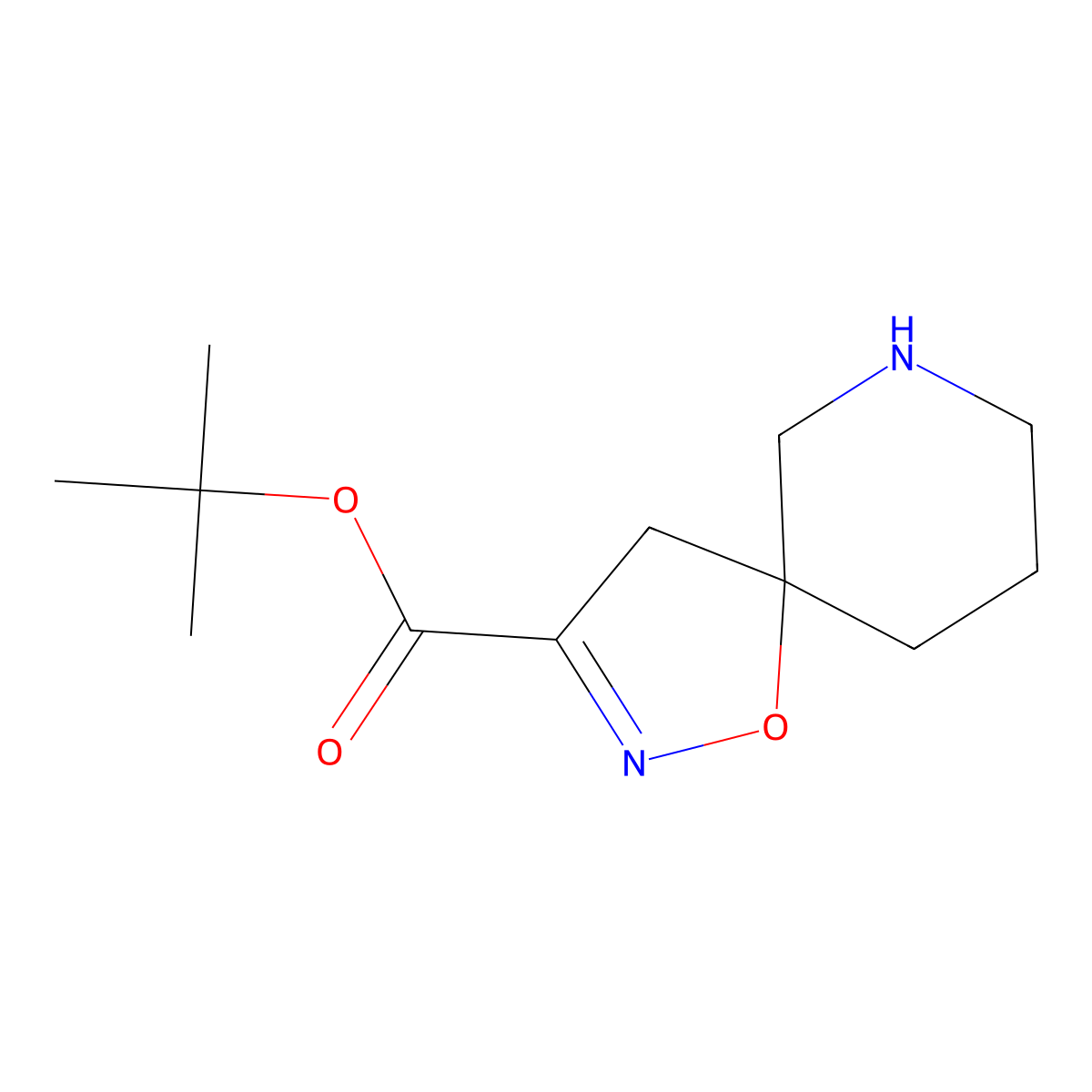 Tert-butyl 1-oxa-2,7-diazaspiro[4.5]dec-2-ene-3-carboxylate molecular structure, CAS 2649023-28-7