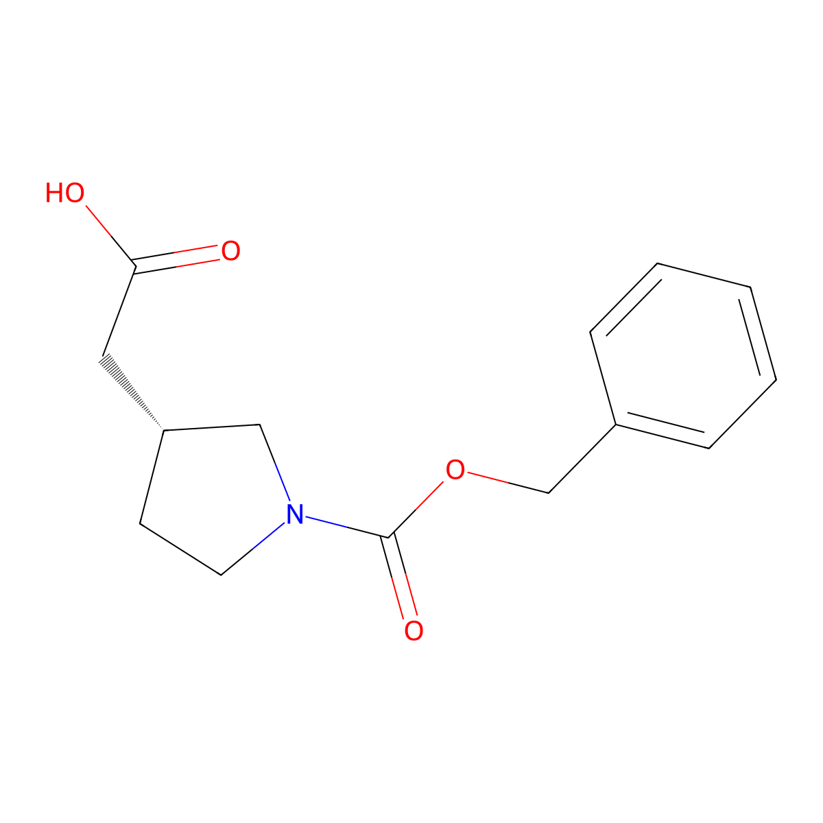 (R)-2-(1-((Benzyloxy)carbonyl)pyrrolidin-3-yl)acetic acid molecular structure, CAS 264903-86-8