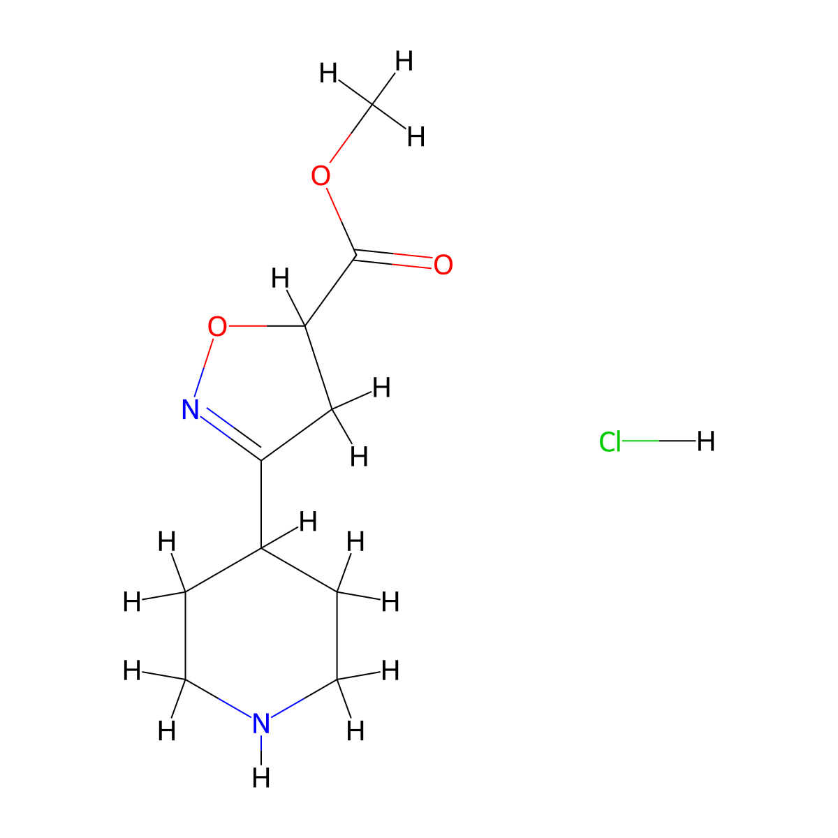 Methyl3-(piperidin-4-yl)-4,5-dihydro-1,2-oxazole-5-carboxylatehydrochloride molecular structure, CAS 2649034-99-9