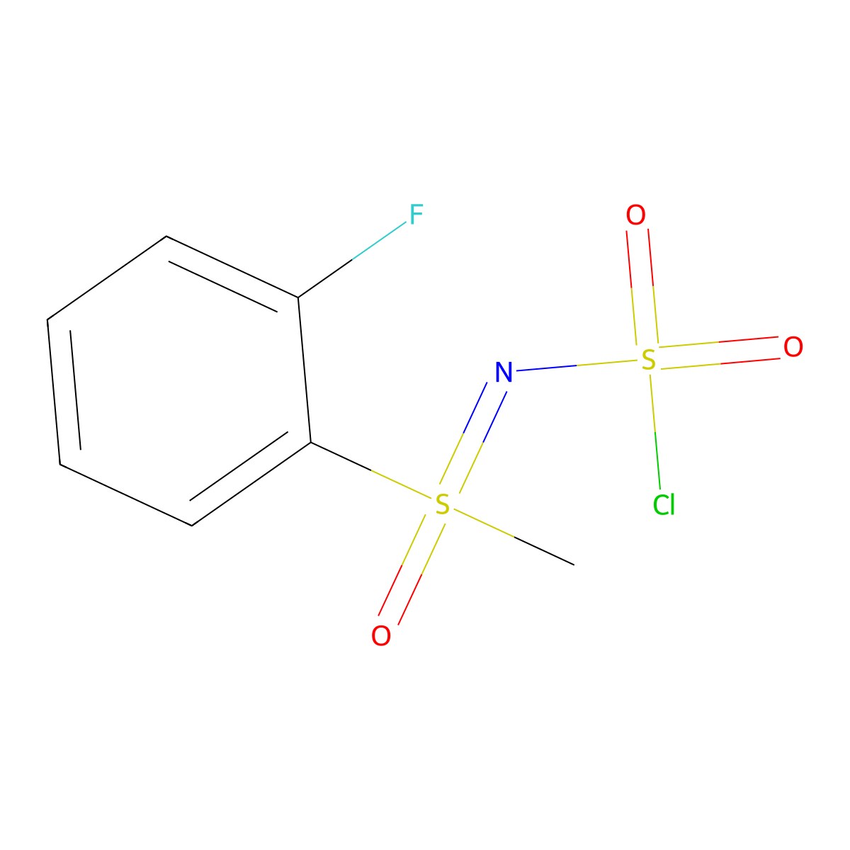 [(Chlorosulfonyl)imino](2-fluorophenyl)methyl-lambda6-sulfanone molecular structure, CAS 2649035-46-9
