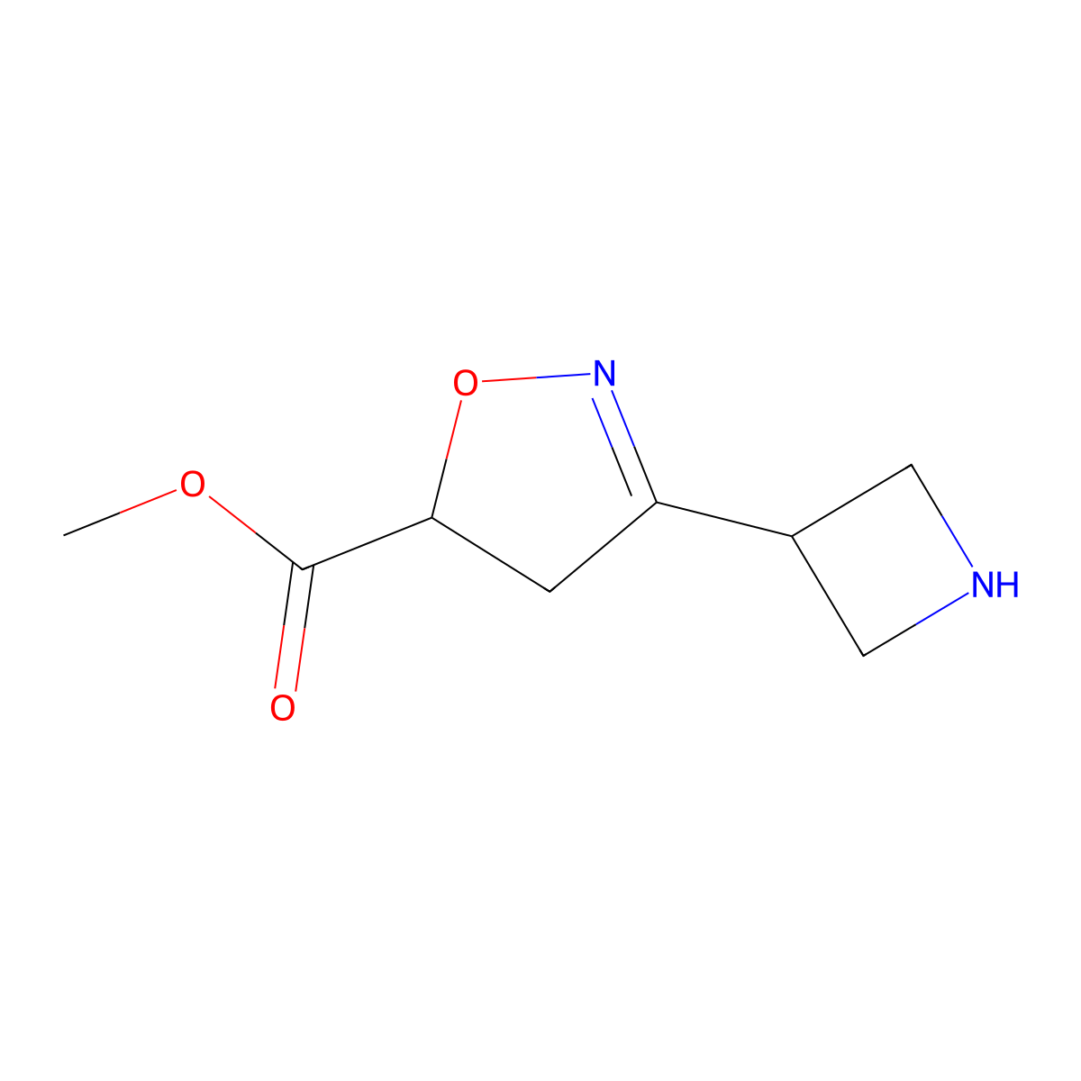 Methyl 3-(azetidin-3-yl)-4,5-dihydro-1,2-oxazole-5-carboxylate molecular structure, CAS 2649035-90-3