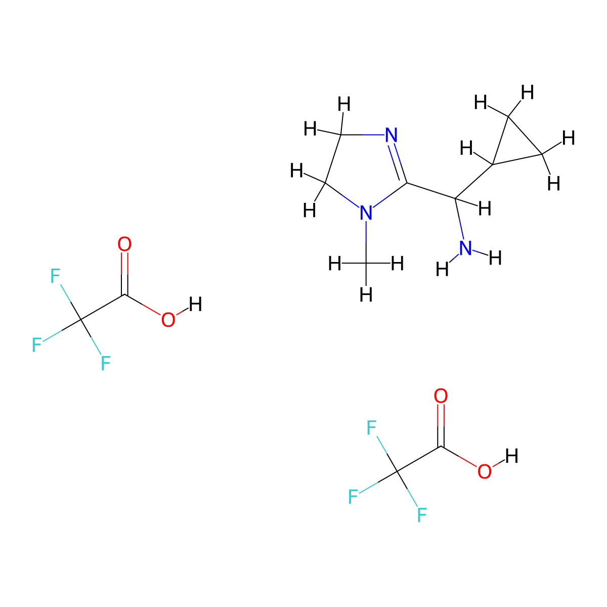 cyclopropyl(1-methyl-4,5-dihydro-1H-imidazol-2-yl)methanamine; bis(trifluoroacetic acid) molecular structure, CAS 2649047-21-0