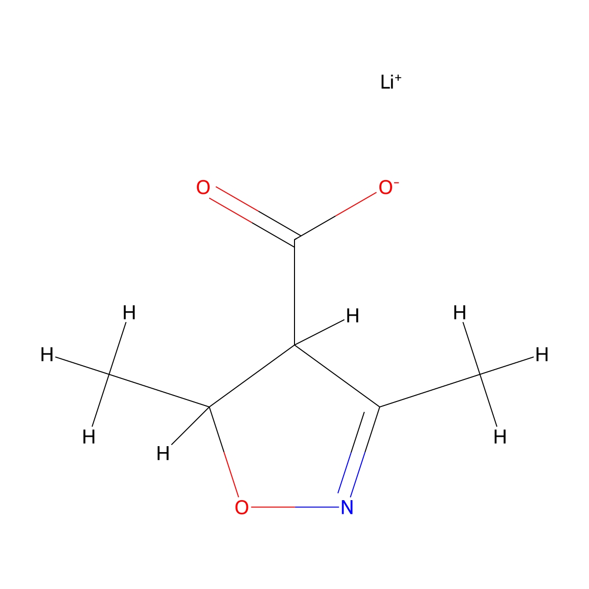 Lithium(1+) 3,5-dimethyl-4,5-dihydro-1,2-oxazole-4-carboxylate molecular structure, CAS 2649047-25-4