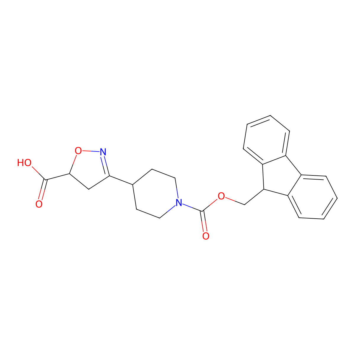 3-(1-{[(9H-fluoren-9-yl)methoxy]carbonyl}piperidin-4-yl)-4,5-dihydro-1,2-oxazole-5-carboxylic acid molecular structure, CAS 2649054-35-1